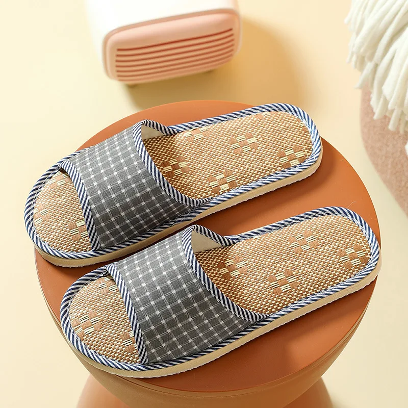 Four Season House Slippers Linen Slide Sandals Unisex Couple Shoes For Women Men Indoor Bedroom Outdoor Casual Home Accessories