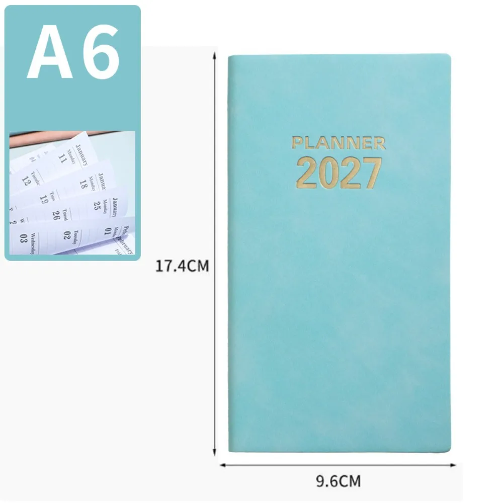 Portable A6 2027 Schedule Book To Do List Planner Reminder Daily Planner Book Textured PU Agenda Book Office Supplies