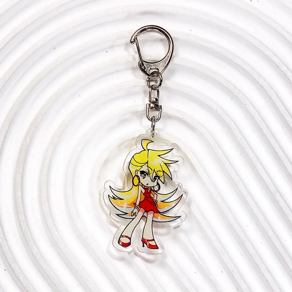 1/4Pcs Anime Panty & Stocking with Garterbelt Acrylic Keychain Bag Charms Accessories Backpack Key Holder Keyring Friends Gifts