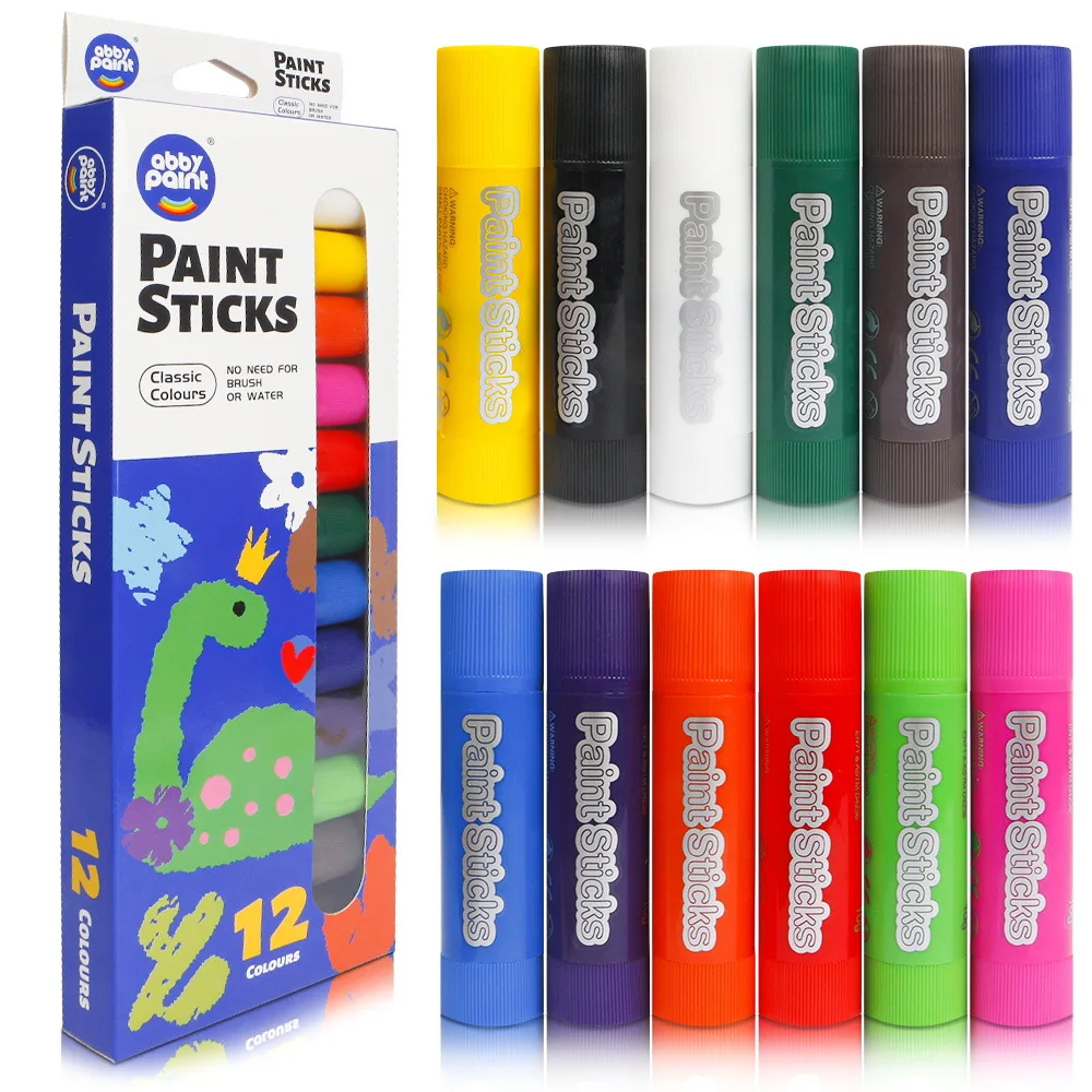 Water Soluble Children's Crayons, Quick Drying and Non Dirty Hands, 12 Color Boxed Art Painting, Graffiti, Hand Drawn Brushes
