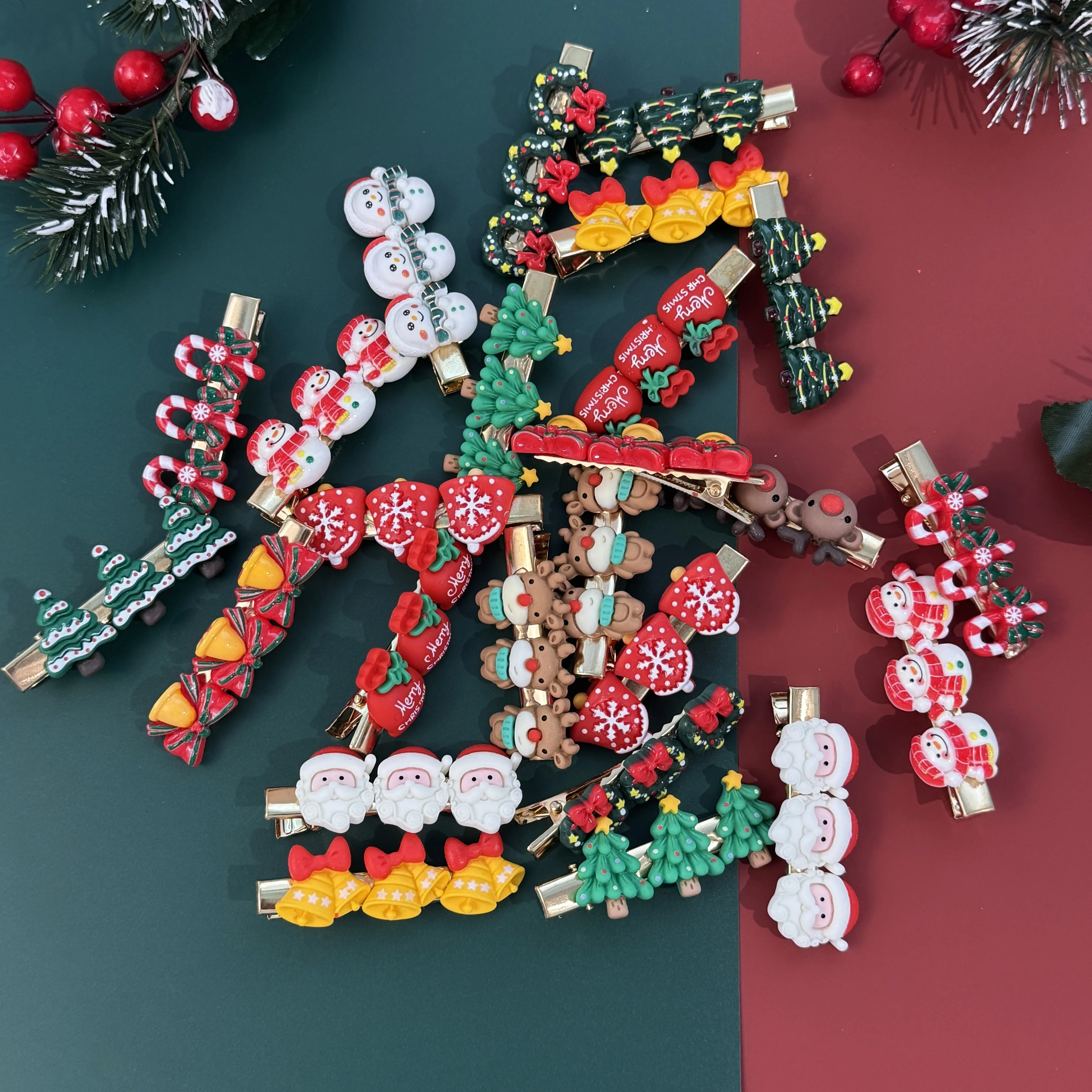 5/10PCS Cartoon Weihnachten Haar Clips Mädchen Weihnachten Party Haar Barrettes Clips Kinder Kinder Haar Clip Haar Zubehör
