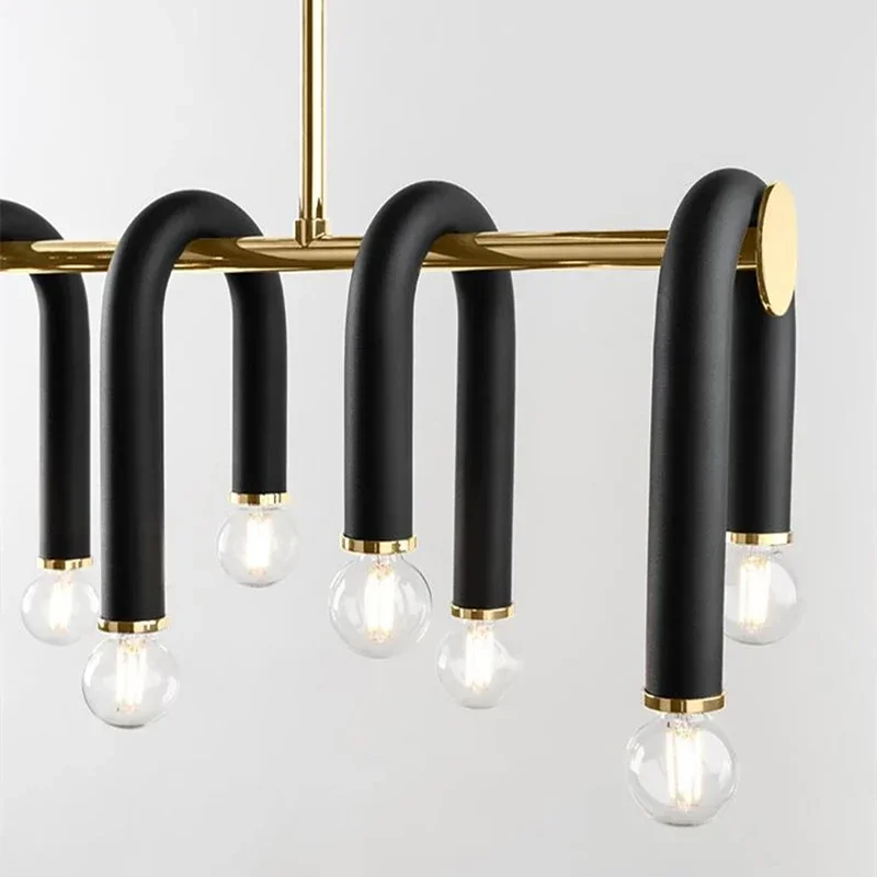 Creative Chandelier Villa Luxury U Shape Pendant Light Nordic Pendant Lights Glass Home Decor Hanging Light Chandelier Lamps image 5