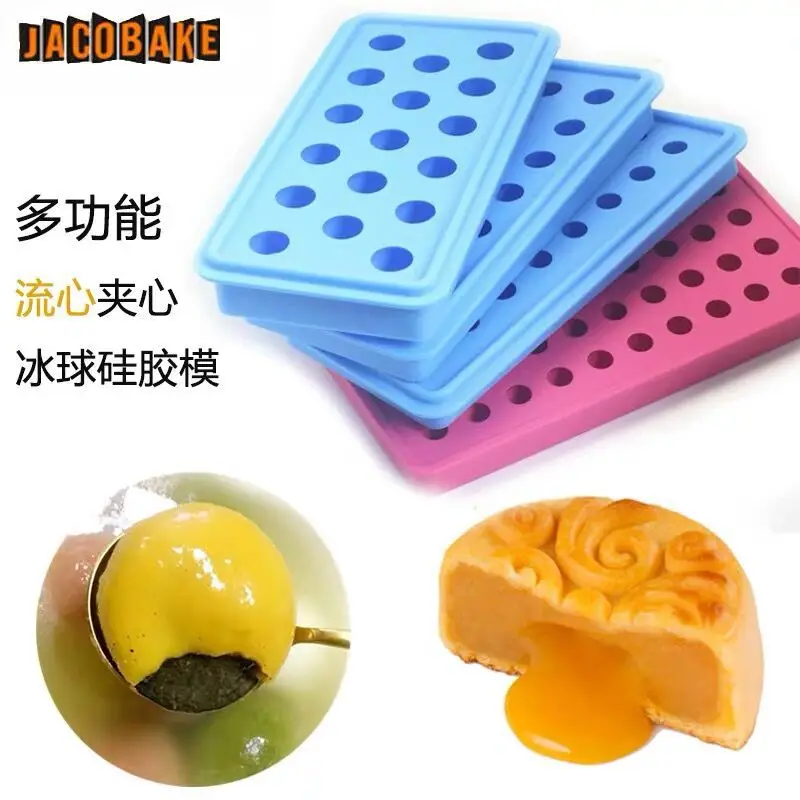 Jacob Bakes Silikon Mini Xiaoice Bälle, Joghurt, Weißdornkugelformen, Mondkuchen, fließende Füllformen, Kirschfoie-Gras-Formen