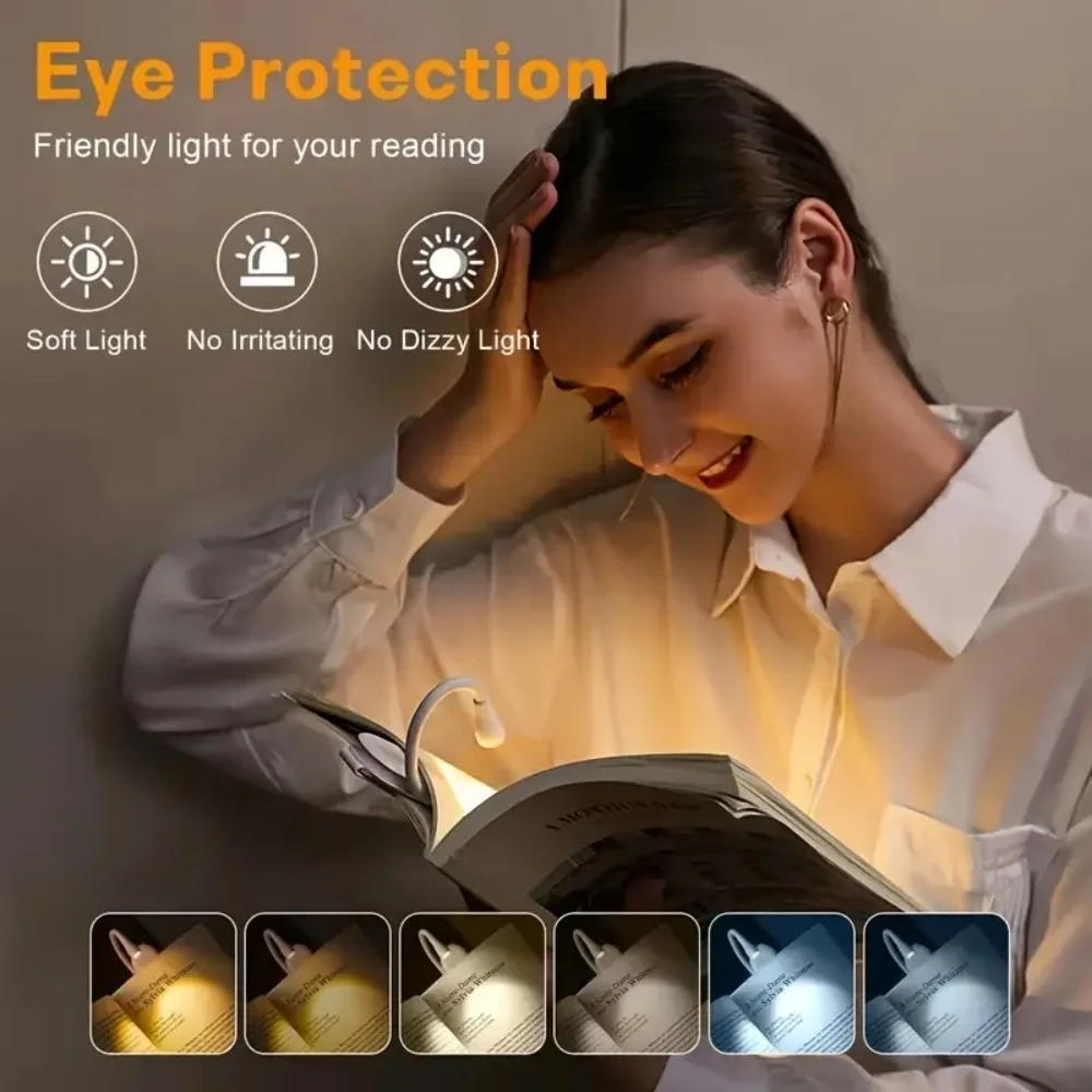 Portable LED Book Lamp USB Rechargeable Eye Protection Night Light Mini 360°Clip-On Desk Reading Lamp Travel Bedroom Night Light