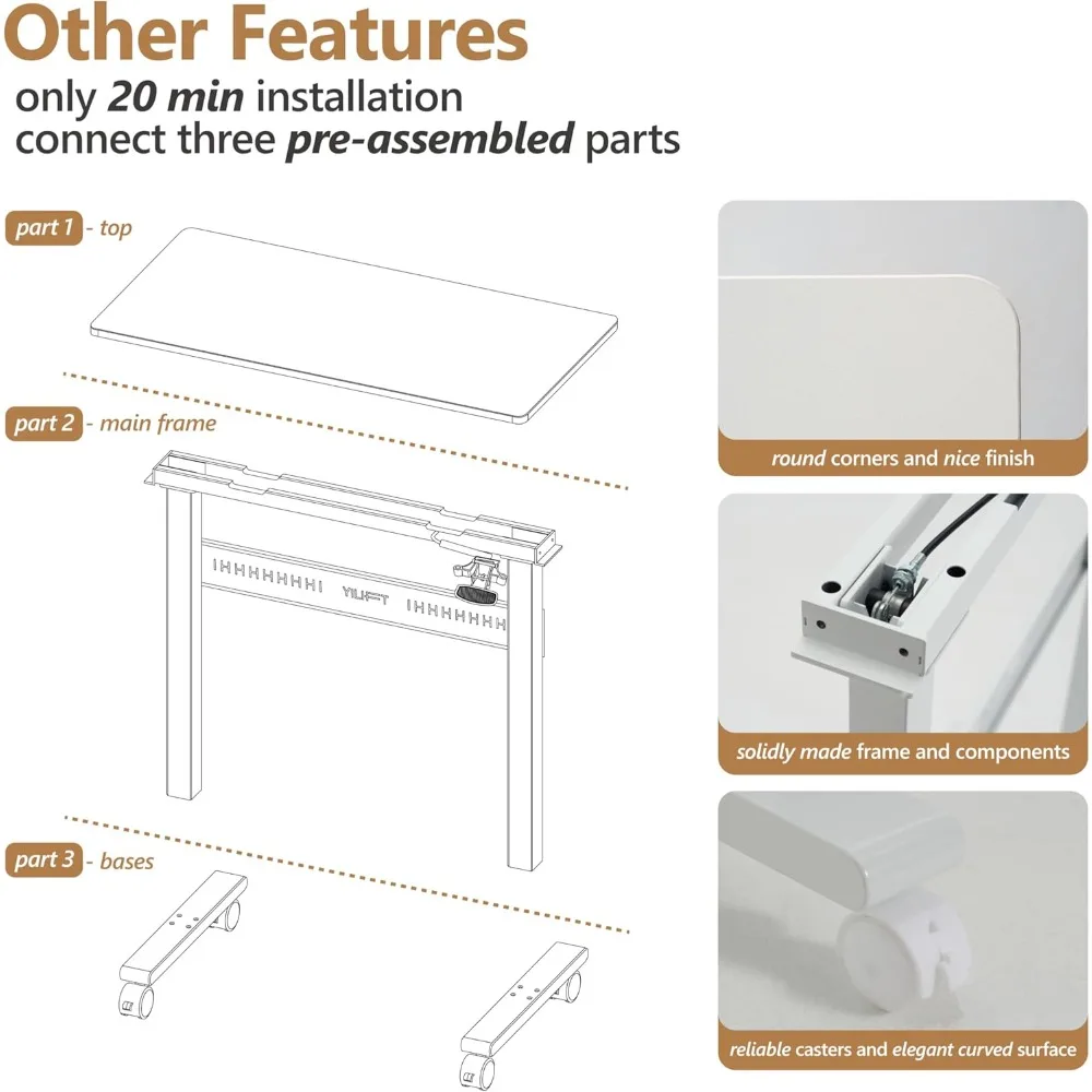 مكتب قائم بارتفاع لاسلكي قابل للتعديل مع عجلات دوارة للتنقل وتوافق وسادة المشي #5