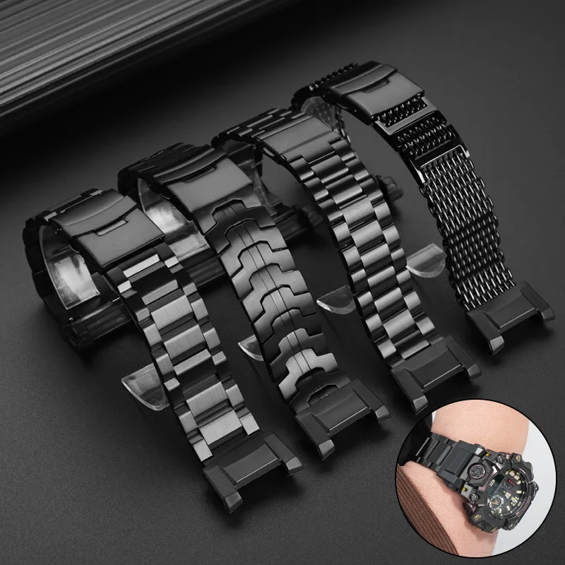 Metal Watch Strap Black For Casio G-SHOCK Mudmaster series GWG-B1000 The Third Generation Modified Stainless Steel Bracelet Men