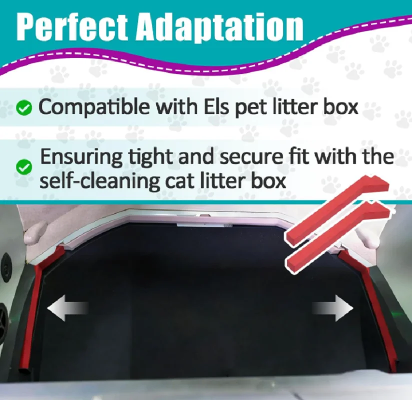 2 Pcs Red Foams Compatible with Els Self-Cleaning Litter Box, Anti-Leak Foam Strips to Prevent Litter Spills,
