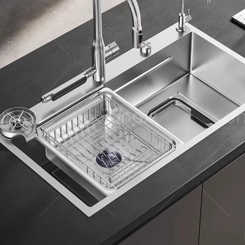 Large Single Slot 304 Stainless Steel Sink Kitchen Dishwashing Primary Color Sink