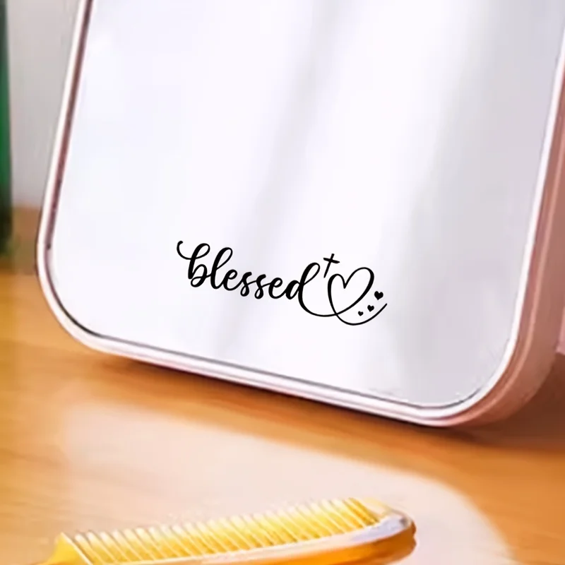 6PCS Blessed Heart Bible Verse Sticker, Decor Decal for Car Rearview Mirror Water Cup - view 6