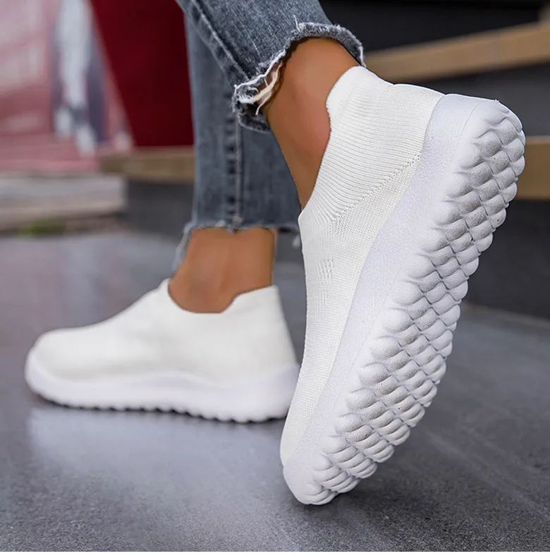 Damen-Sneaker zum Hineinschlüpfen, Damenschuhe, 2023, atmungsaktive Mesh-Turnschuhe für Damen, Sportschuhe, weiße Freizeitschuhe, Zapatillas Mujer – Detail 2