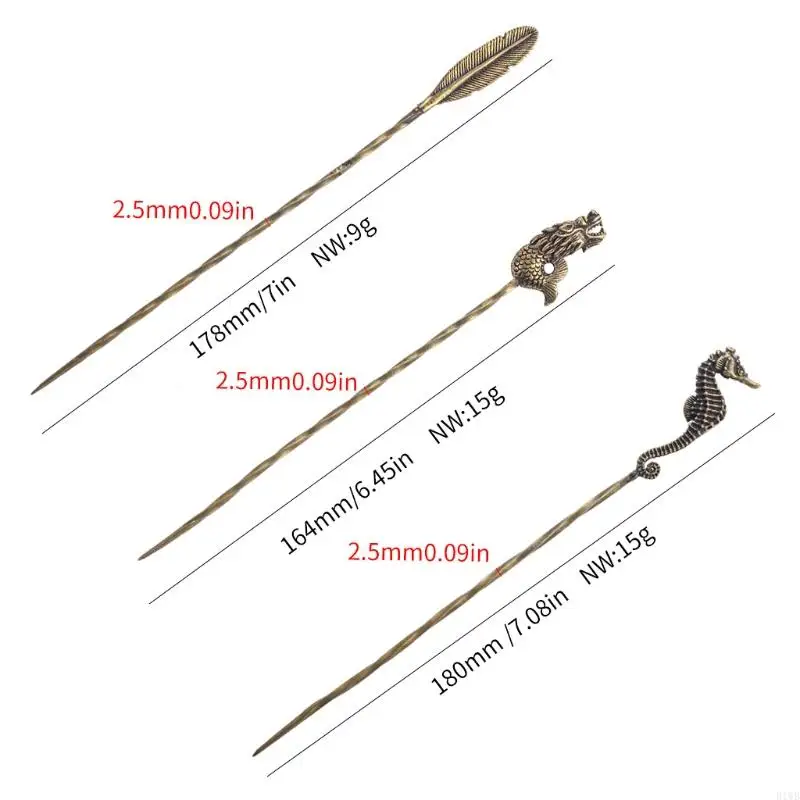 R1WB Cigar Pass Needle Retro Brass Portable Dredge أداة التدخين المحفورة الأداة لأداة التدخين غرفة نوم المنزل إكسسوارات التدخين