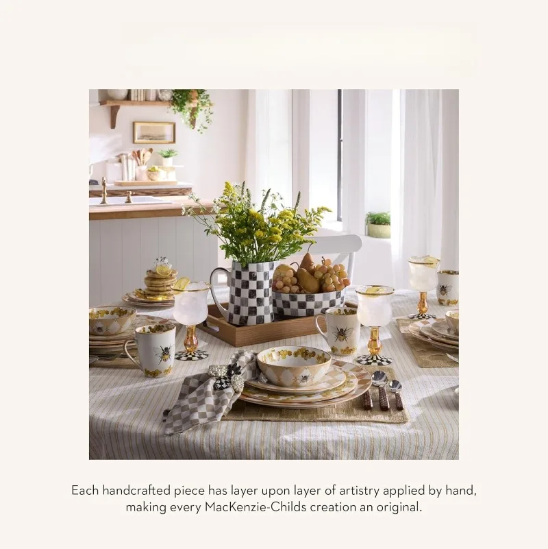 وعاء تقديم من الخزف الحجري مكون من 14 كوبًا، وعاء مزرعة كبير مزخرف للمطبخ، والسلطة، والمعكرونة، والفواكه، وعاء سيراميك، ونمط فحص أسود