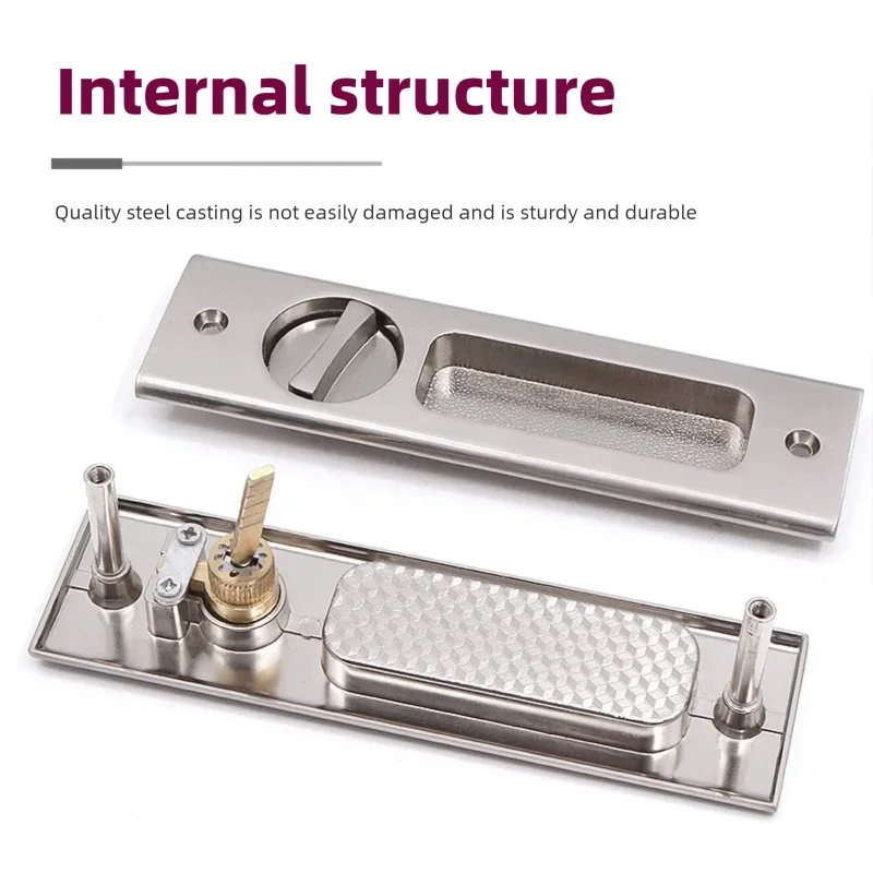 قفل باب منزلق مع مفتاح - قفل مخفي غير مرئي للباب الخشبي/الزجاجي، متخصص في الشرفة والحمام والمطبخ