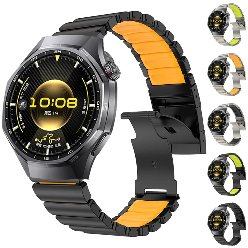 高級チタンラバーストラップ-huawei-watch-gt6-pro-watch-5-46mm-gt4用-メタルスポーツバンド-watch-4-pro-watch-ultimate-ビジネス向け