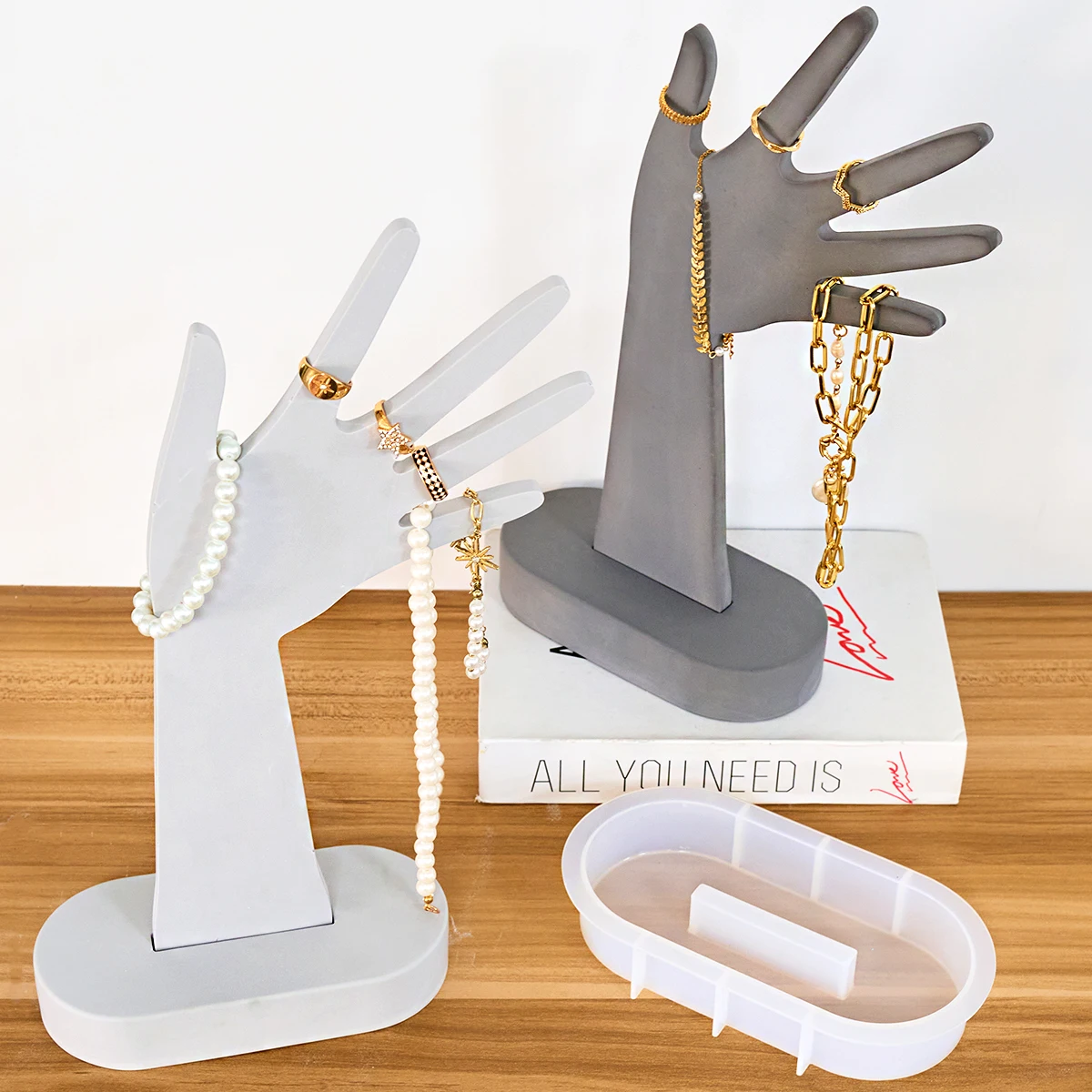 

Hand Shape Jewelry Storage Rack Silicone Mold DIY Ring Necklace Bracelet Watch Holder Stand Gypsum Display Table Making Tools