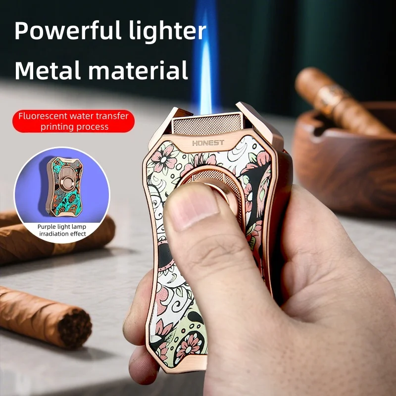 

Portable Windproof Cigar Lighter, Single Straight Strong Firepower, Metal Material, Creative Design