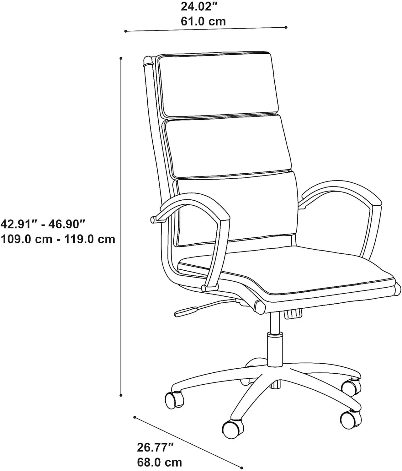 Executive-Bürostuhl aus Leder der Serie 400 mit hoher Rückenlehne in Dunkelgrau