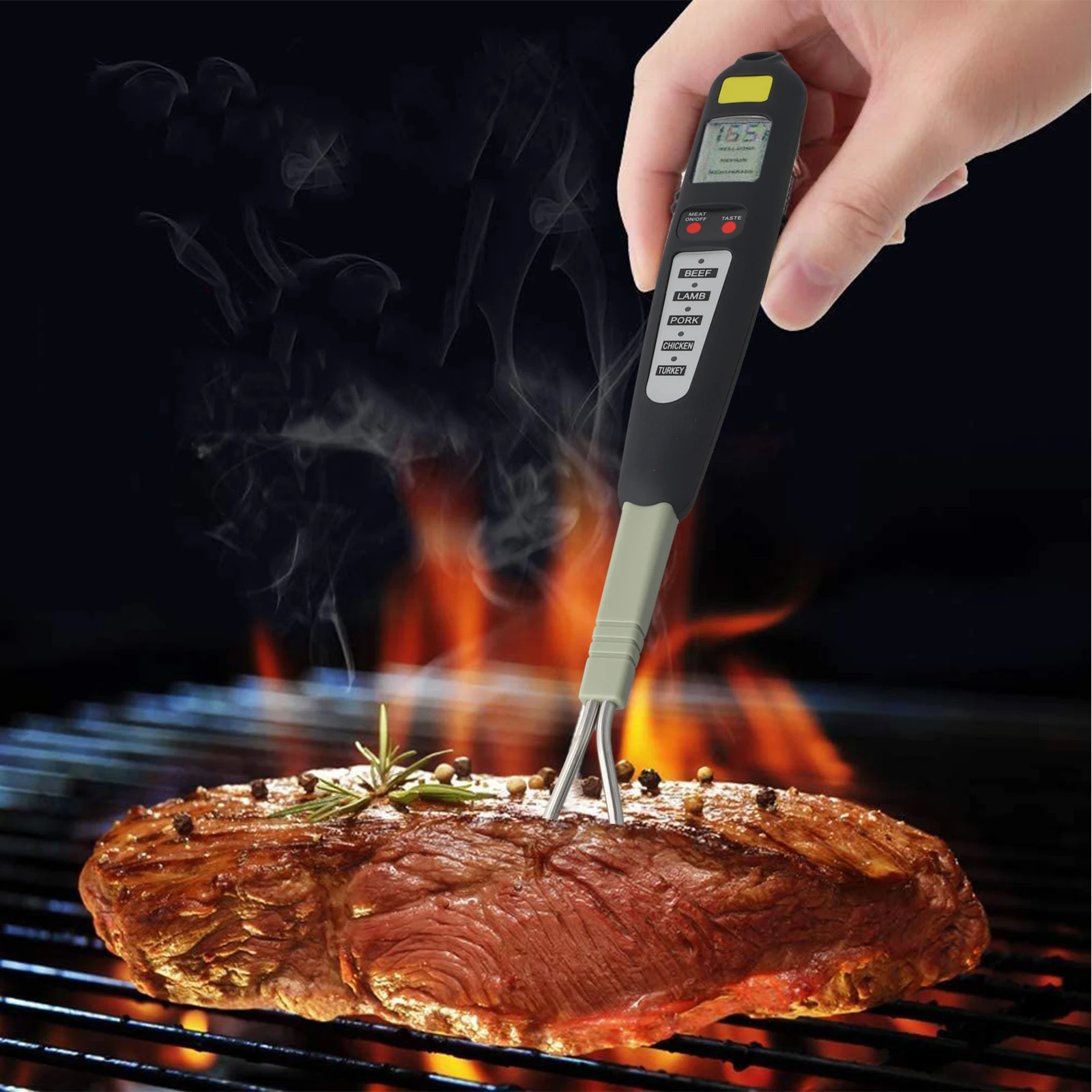 For All Meat Types Dual Temperature Measurement BBQ Meat Thermometer Indoor Cooking Reliable Performance Temperature Accuracy