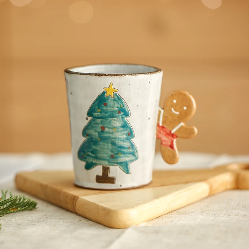 

Mug Ceramic Retro Cute Gingerbread Man Shape Creative Suitable for Storage Coffee Water Milk Home Large Capacity Christmas Gift