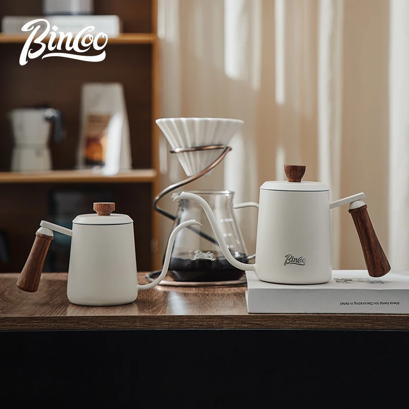 

Bincoo Premium Pour Over Kettle Beautiful Wood Handle Precision Long Spout Stainless Steel Drip Coffee Pot Ideal for Daily Use