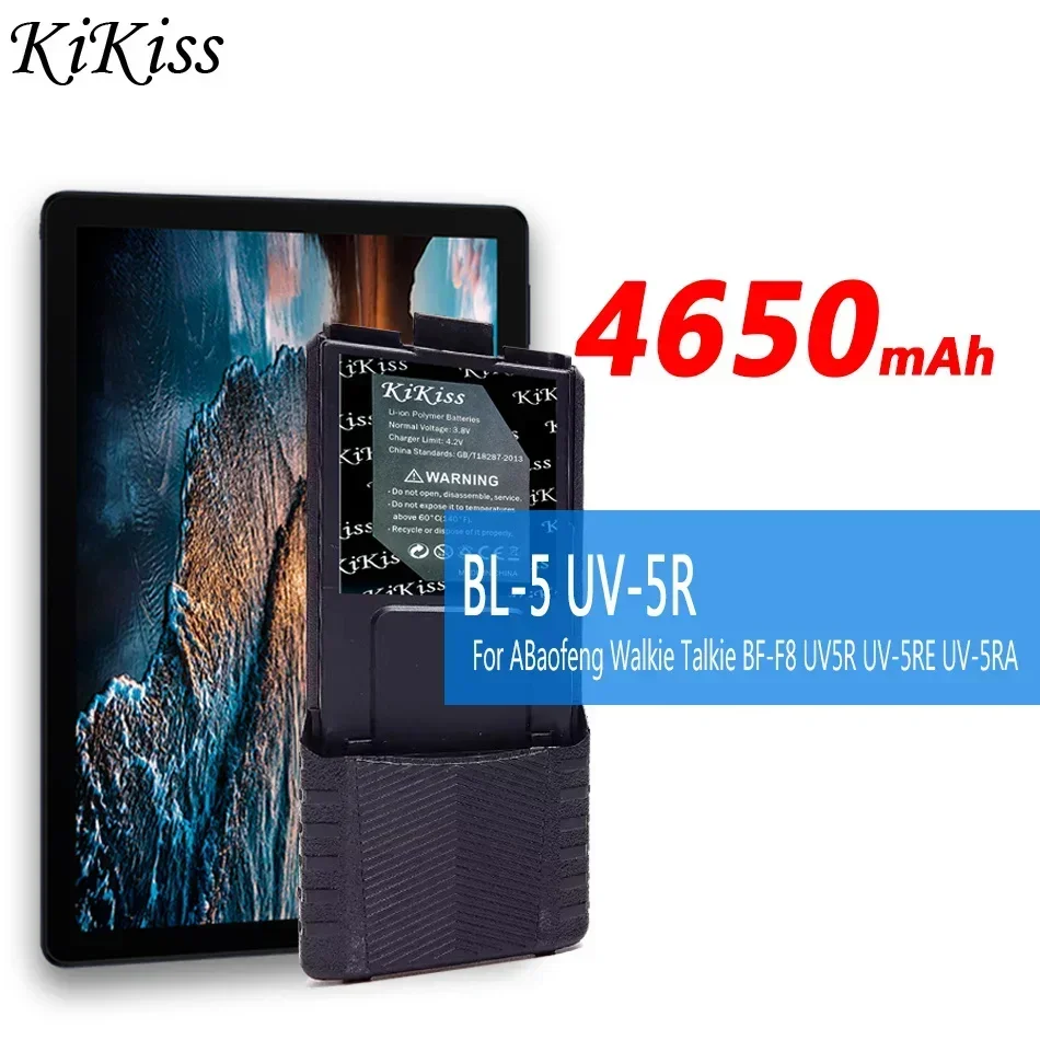 KiKiss Powerful Battery BL-5 UV-5R (BF-UV-5R) 4650mAh for Baofeng Walkie Talkie BF-F8 UV5R UV-5RE UV-5RA 5RB 5RL F8+ F8HP