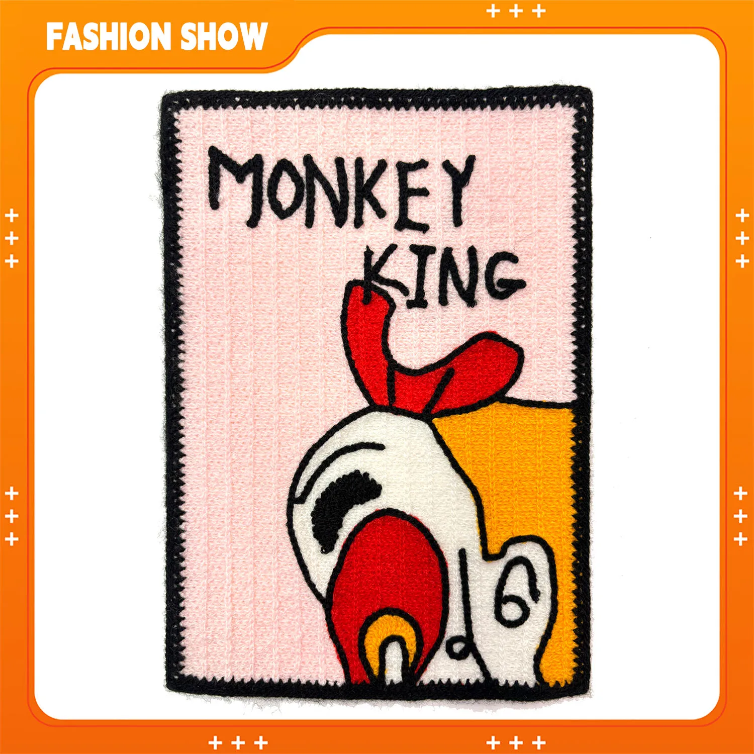 Square Monkey 3D Chenille Embroidery Patch Cute Cartoon Plush Hand-Sewn DIY Embroidered Patch Garment Accessories Decoration for Sweatshirts/T-Shirts/Children's Clothing/Backpacks