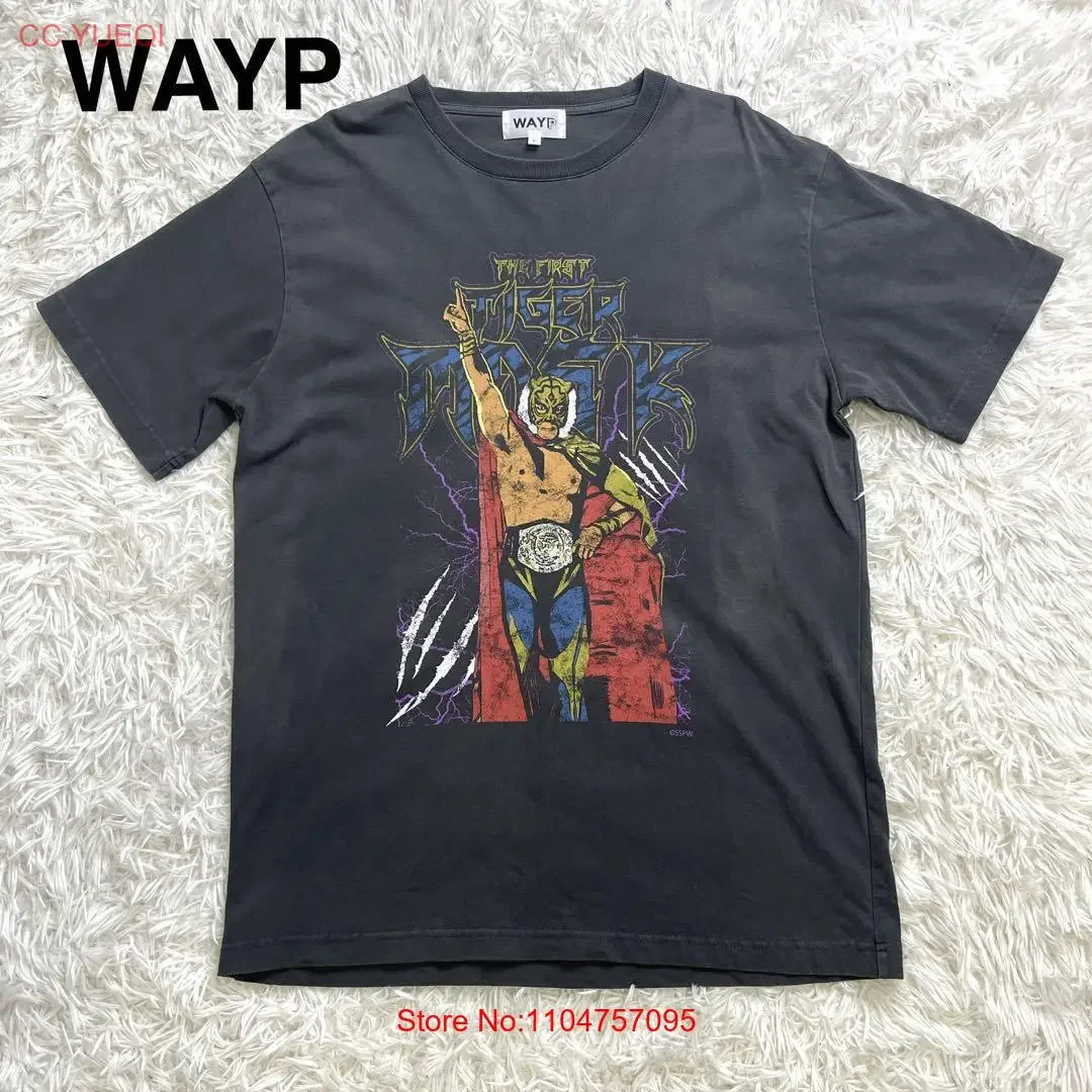 Extremely Rare Wayp Tiger Mask T Shirt 40Th Anniversary vintage Washed Top For Everyday Wear fashion Casual Slightly Breathable