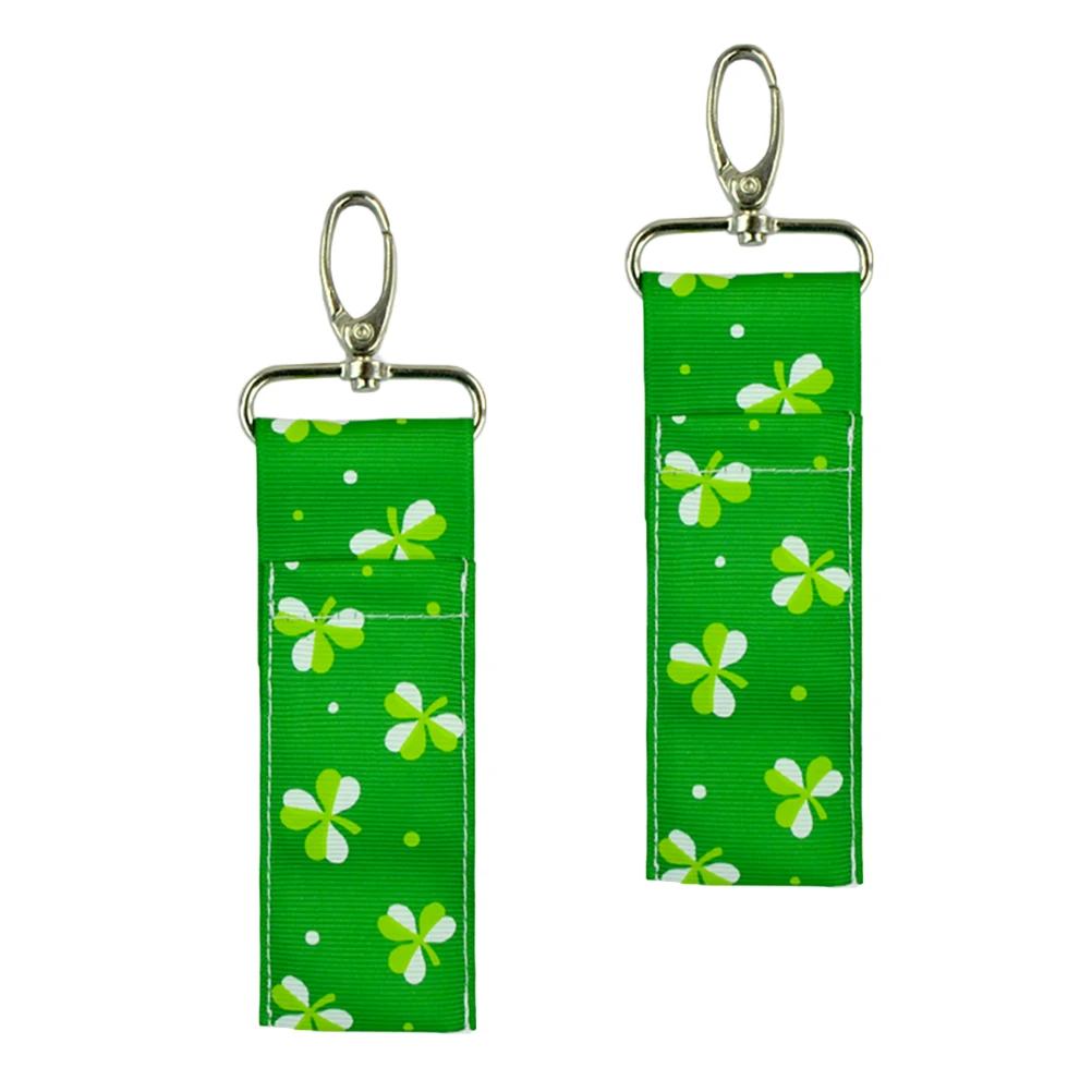 Bolsa de lápiz labial de cuatro trébol para mujer, soporte para anillos, llavero, bolso, mochila, bálsamo labial de viaje, bolsa con soporte para lápiz labial, 2 uds.