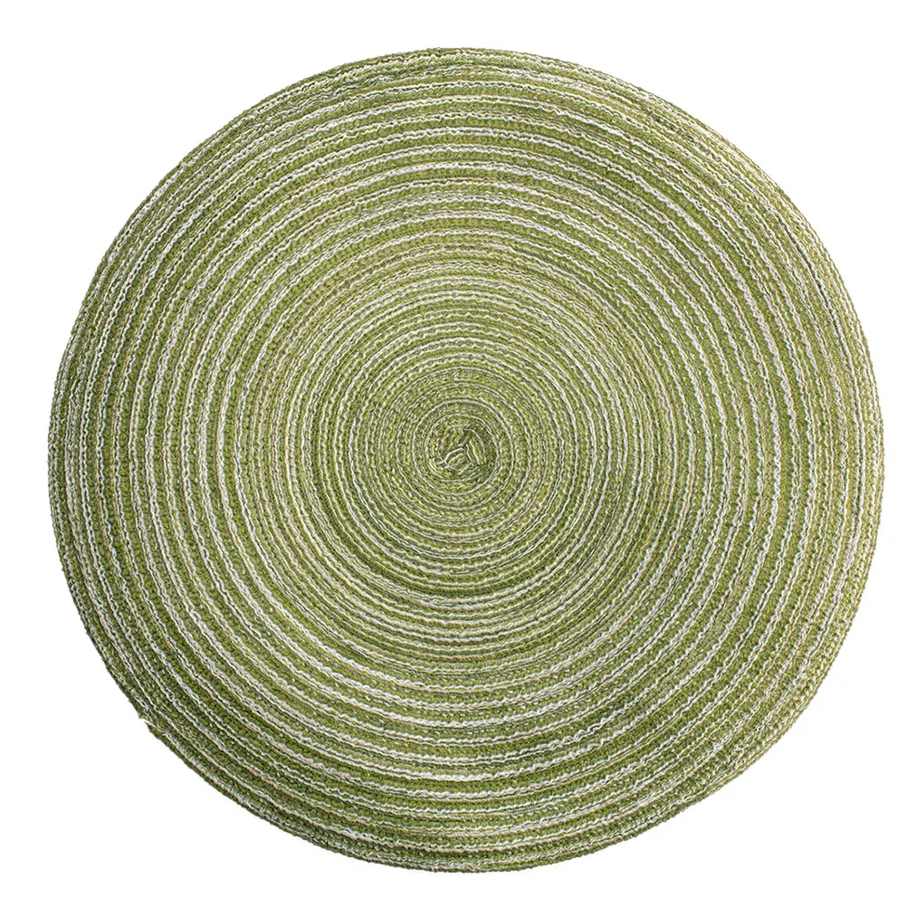 Napperon rond en coton, napperons de Table pour cuisine, salle à manger, tissé vert, antidérapant, en coton thermique, tapis résistant, décor de Table