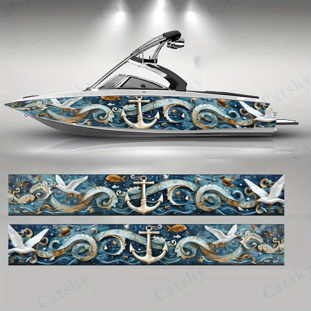 

Anchor and Seagull Boat sticker vinyl ship pontoon deck Boat fishing decorative pontoon boats decal