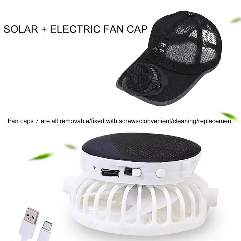 Solar Powered Fan Hat Baseball Hat Sun Hat UV Protection Sports Hats Cooling Fan Beach Headwear Rechargeable & Breathable For