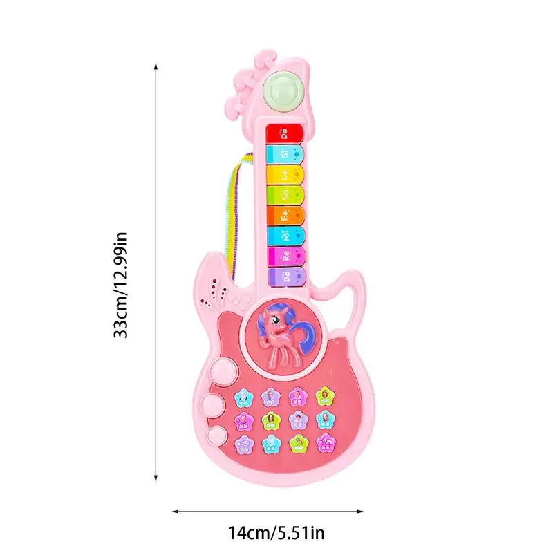 Electric Guitar Music Toys Glowing Button Design Handheld Musical Instruments Electronic Early Education Learning Gifts For Kids