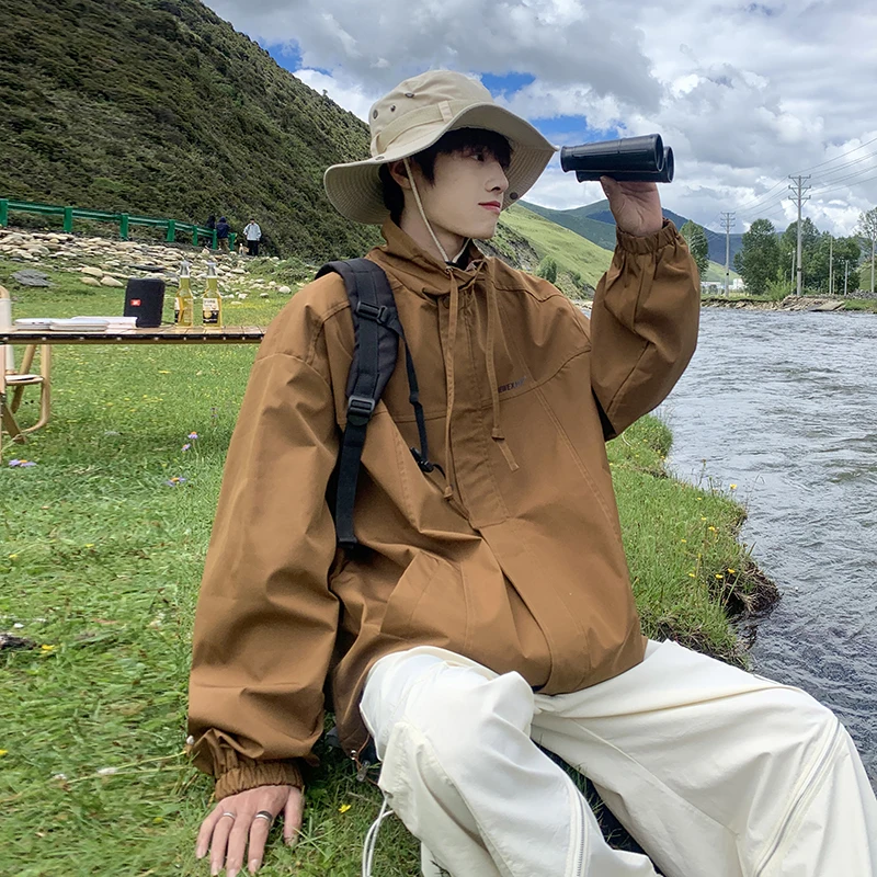 

Outdoor Workwear Jaet Men's Spring Autumn Loose Fit Hooded Coat American Sle Mountain Series Faionable Brand Workwear