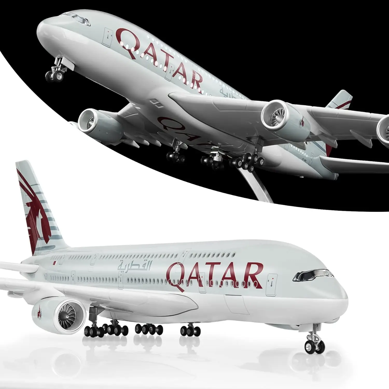 47cm Qatar A380 Static Display Airplane Model Kit with Stand Collectible Aircraft for Aviation Enthusiasts Gifts or Decorations