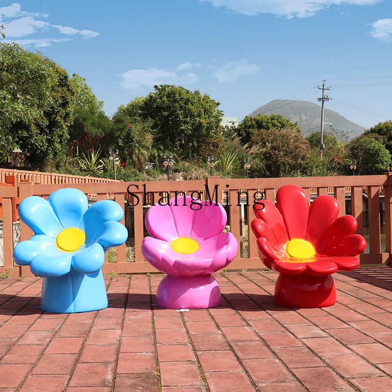 LXY outdoor indoor fiberglass flower chair ornament B & B shopping mall scenic sculpture