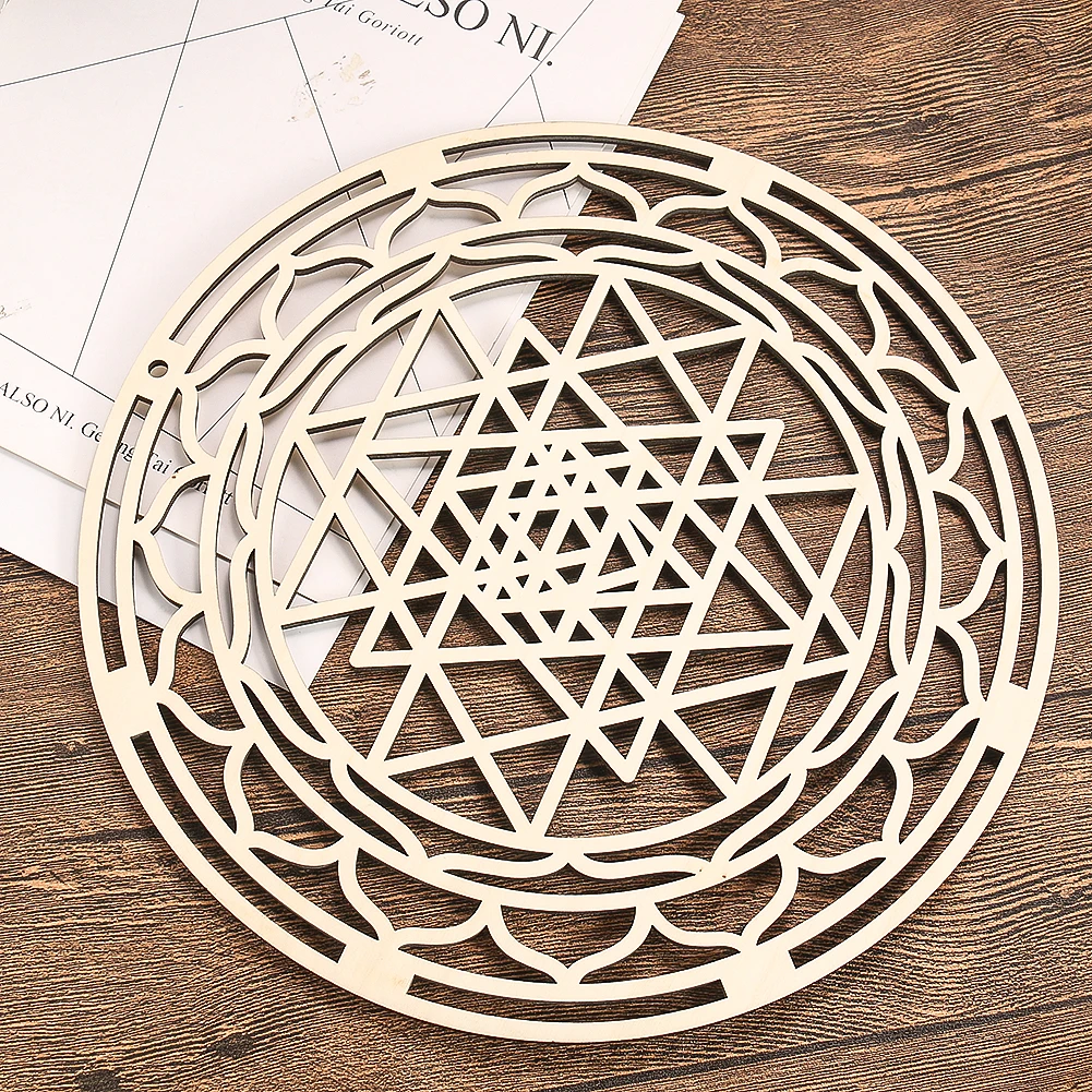 

30cm Wooden Metatron Hollow Board Wall Hanging Sign Sacred Geometry Lotus Meditation Energy Carven Plate Art Home Decor Craft