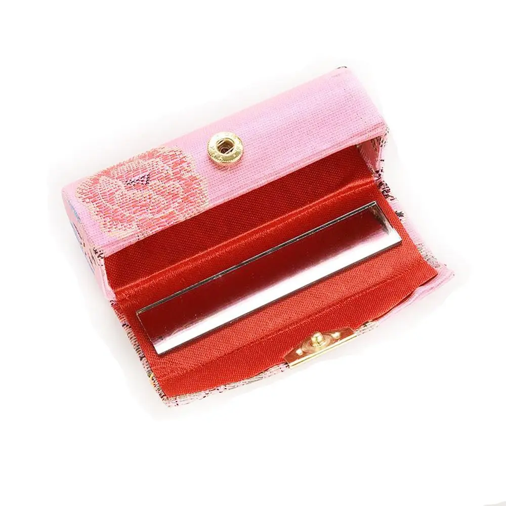 Flower with Mirror Packing Boxes Silk Satin Design Storage Box Retro Lipstick Holder Lipstick Box Lipstick Case Packaging Box