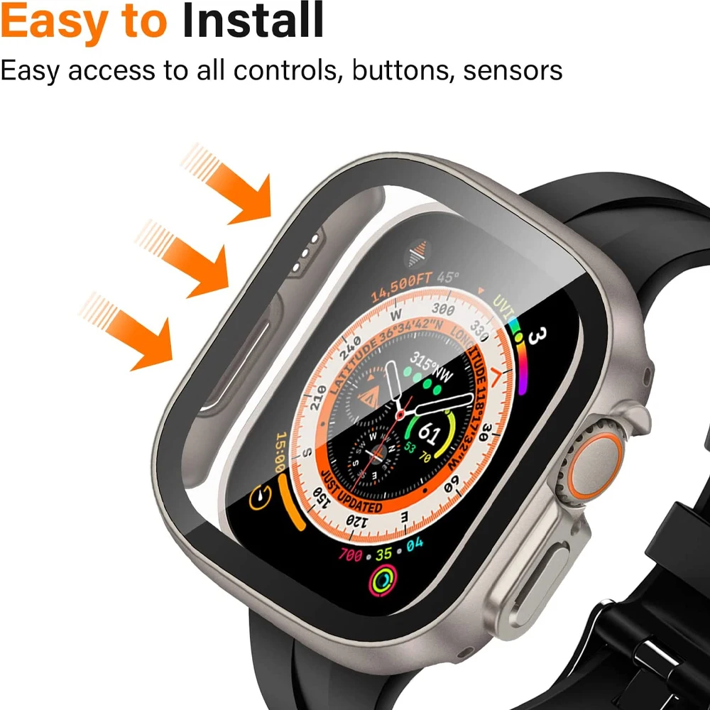 Glass+case For Apple Watch Ultra 2 3 49mm smartwatch PC Bumper+Screen Protector Tempered Cover iwatch series band Accessories
