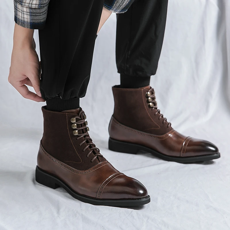 Botas de cuero estilo Westen para hombre, botines clásicos de estilo americano, Retro, Chelsea, negocios