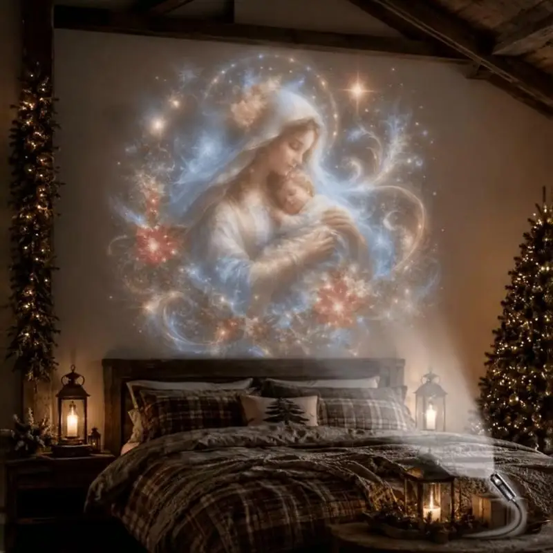 Creative Christmas Pattern Theme USB Projection Light 360° Rotating HD Projection Lamp For Bedroom Home Background Decor