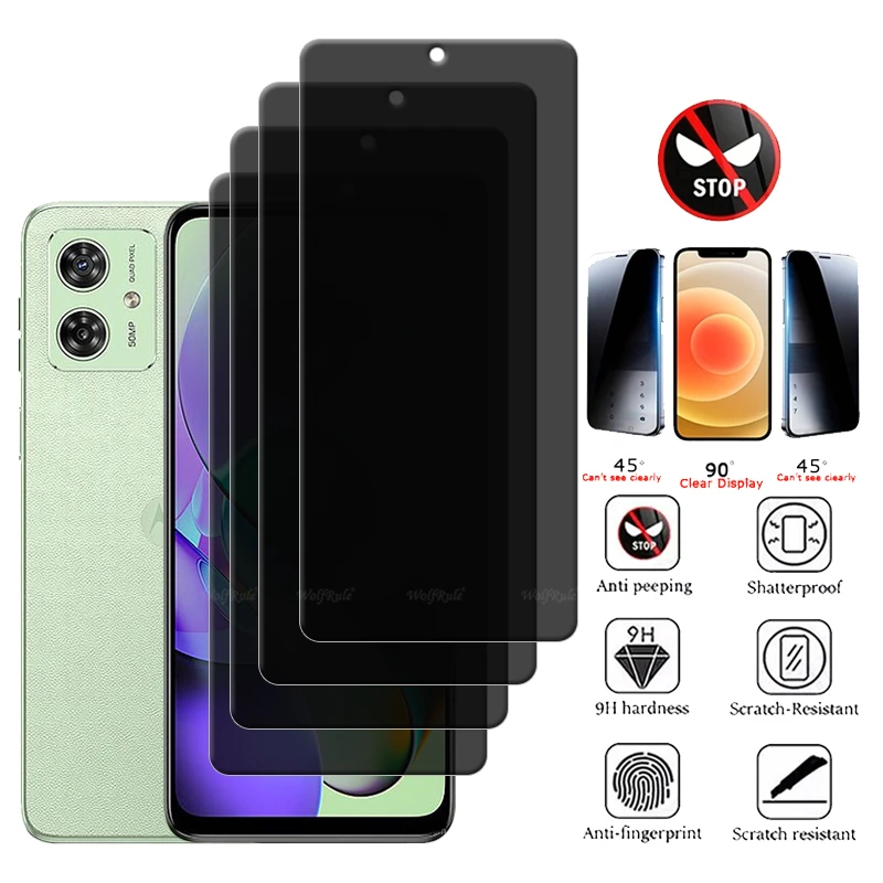 

1/2/3/4Pcs For Moto G54 Glass Motorola Moto G54 Tempered Glass Protective HD 9H Privacy Anti-Spy Glue Screen Protector Moto G54