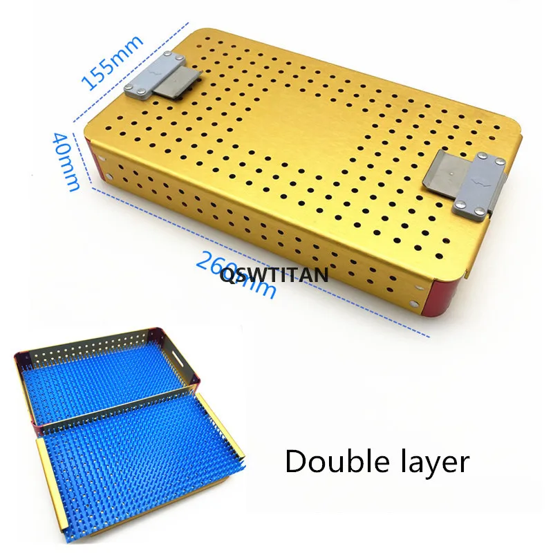 Disinfection Box Double Layer Ophthalmic Surgical Autoclavable Microsurgical Instruments  with 2 Silicone Pads