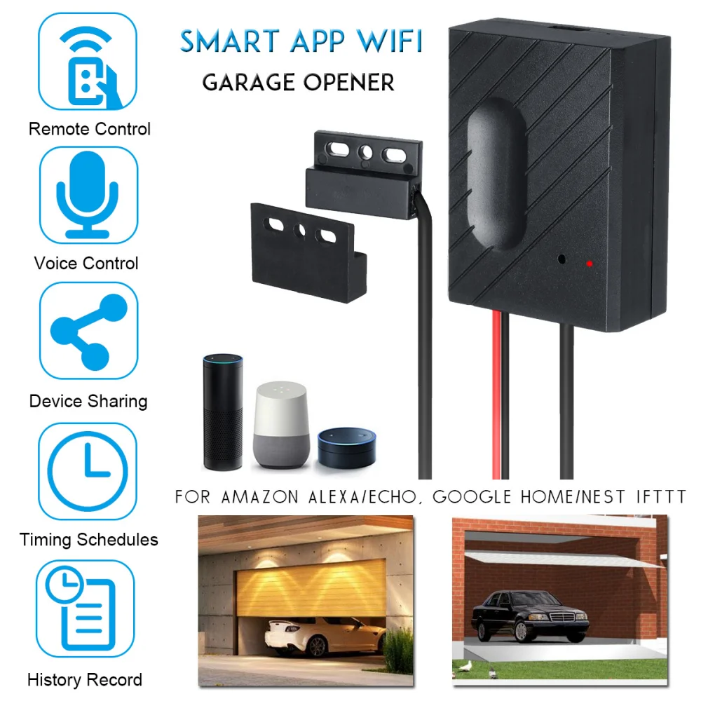 

G201 Smart TUYA WIFI Garage Gate Openner with Relay Switch & Free Mobile APP Support Amazon Alxa & Google Home Voice Control