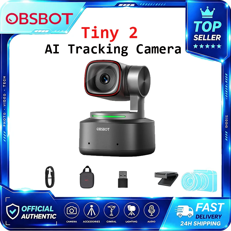 OBSBOT Tiny 2 Camera AI Tracking Camera with 1/1.5