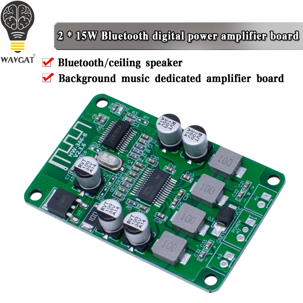 DC 10-25V2X15W 15W+15W Wireless TPA3110  Bluetooth Audio Power Amplifier Board Dual Channel Amp Module for 4/6/8/10 Ohm Speaker