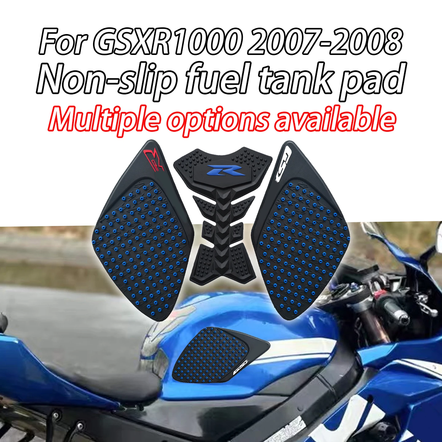 

Подходит для моделей Suzuki GSXR1000 2007-2008, резиновые нескользящие наклейки, тяговые накладки на бак K7 K8, декоративные боковые наклейки, термостойкие