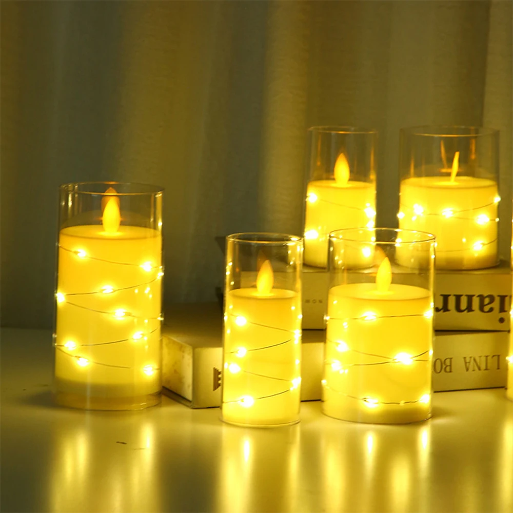 Velas LED con Control remoto, velas parpadeantes sin llama con batería para boda, fiesta de Navidad, decoración del hogar, 3 piezas por juego