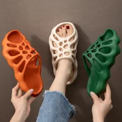 Summer Street Style Spider Web Fish Toe Hole Wave Men Slippers Loose Beach Indoor Bathroom Hotel Home Shower Women Slippers