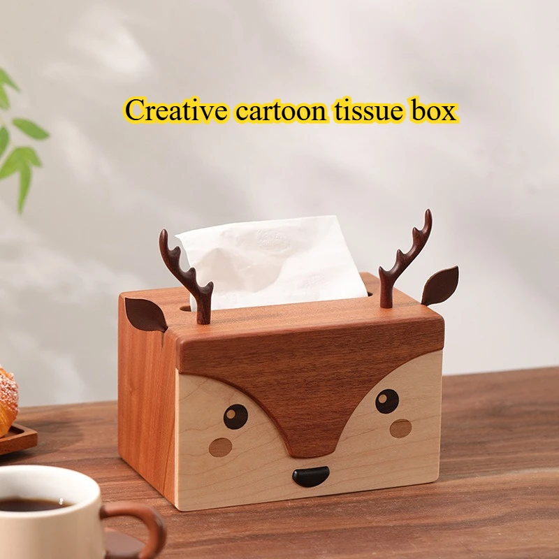 

Household Creative Storage Tissue Box Simple Solid Wood Living Room Dining Room Napkins Drawpaper Boxes
