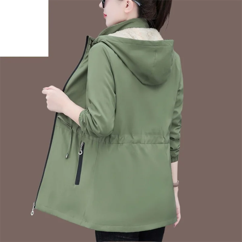 2023 Women Casual Loose Fitting Plush Thick Coat Female Mid Length Westernized New Autumn And Winter Windbreaker Warm Jacket Top